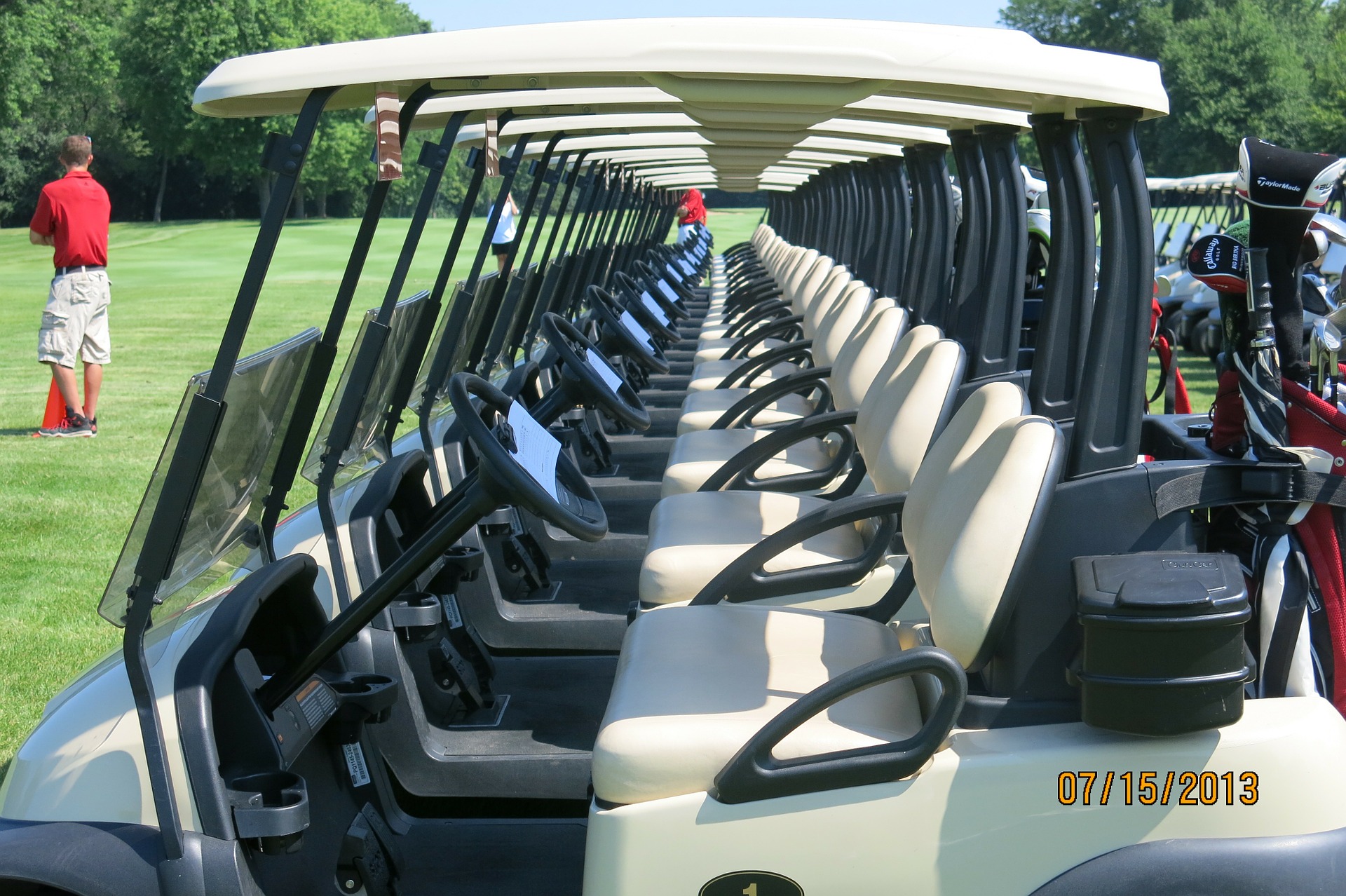 Golf carts on a course